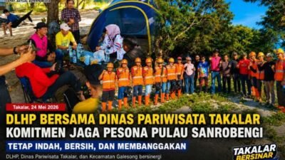 DLHP bersama Dinas Pariwisata Takalar dan Kecamatan Galesong menggelar aksi bersih-bersih Pulau Sanrobengi sebagai komitmen menjaga destinasi wisata tetap indah, bersih, dan asri.