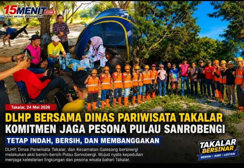 DLHP bersama Dinas Pariwisata Takalar dan Kecamatan Galesong menggelar aksi bersih-bersih Pulau Sanrobengi sebagai komitmen menjaga destinasi wisata tetap indah, bersih, dan asri.
