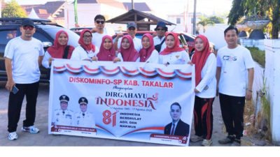 Semarak HUT RI ke-81, Diskominfo-SP Takalar Kibarkan Semangat Merah Putih di Jalan Santai 